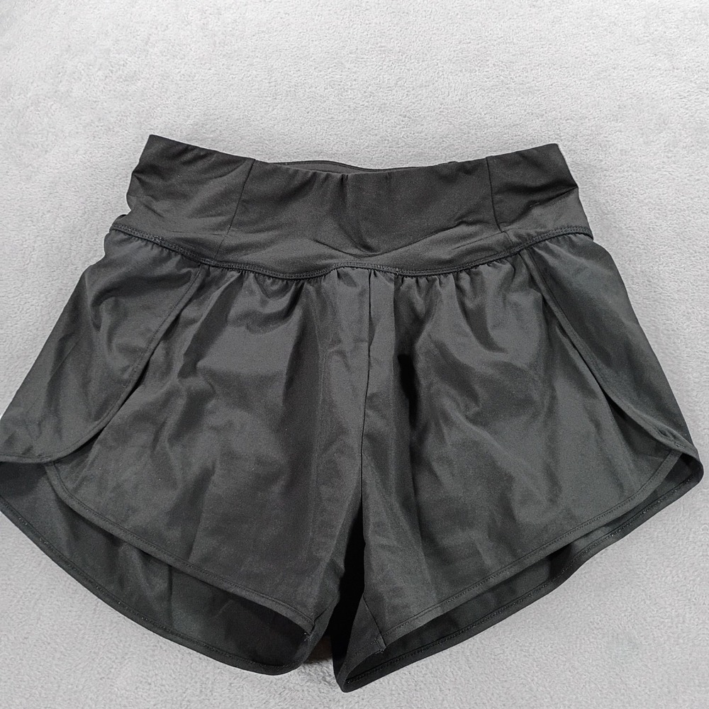 Love Tree Womens Running Shorts Black Large Zipper Pocket Activewear